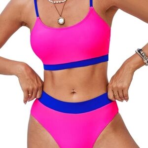 Two Piece Swimsuits High Waisted Scoop Neck